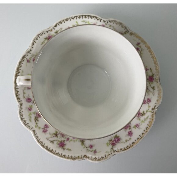 MZ Altrohlau CMR Czechoslovakia Bridal Rose Pattern Teacup & Saucer Set, Vintage - Picture 3 of 12